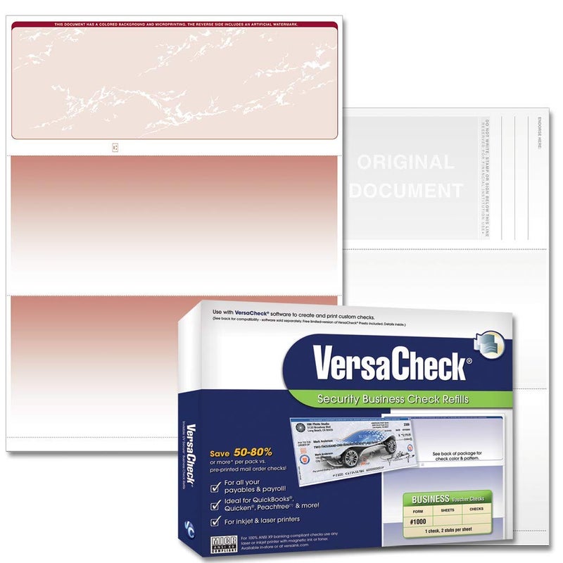 VersaCheck Secure Checks - 250 Blank Business Voucher Checks - Burgundy Prestige - 250 Sheets Form #1000 - Check on Top - Image 1